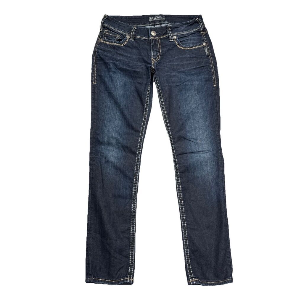 Silver Jeans Suki Skinny 29 Dark Blue Denim Stretch Womens Measures 30 x 28
